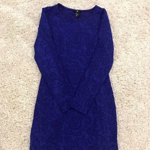 H&M Blue Flower Print Bodycon Dress